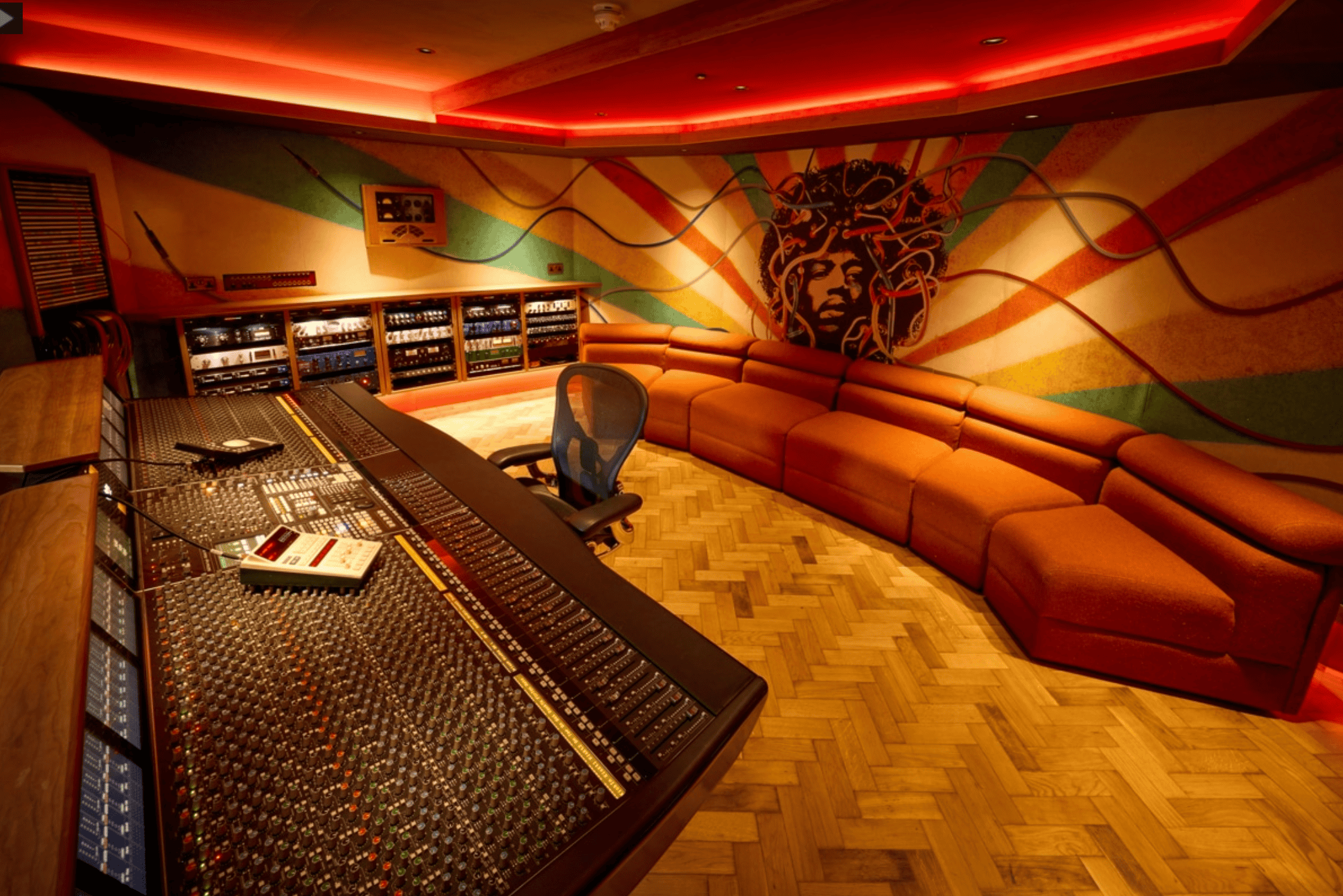 Wide view of the Winchester Audio Barn control room